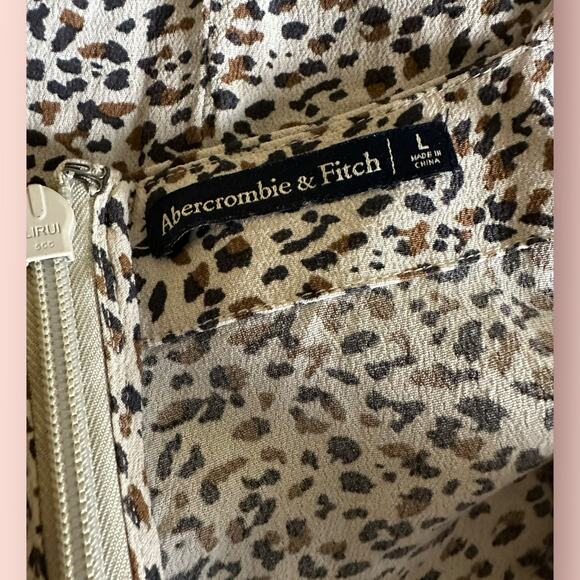 Abercrombie and Fitch Leopard Print Tie Waist Mini Dress Large - Picture 4 of 5